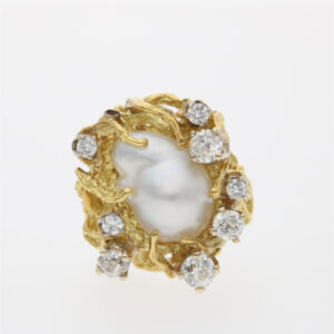 ANELLO CON DIAMANTI E PERLA